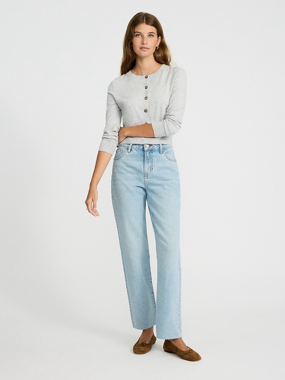 NWT Express High Waisted Light Wash Raw Hem Straight Ankle Women’s Jeans